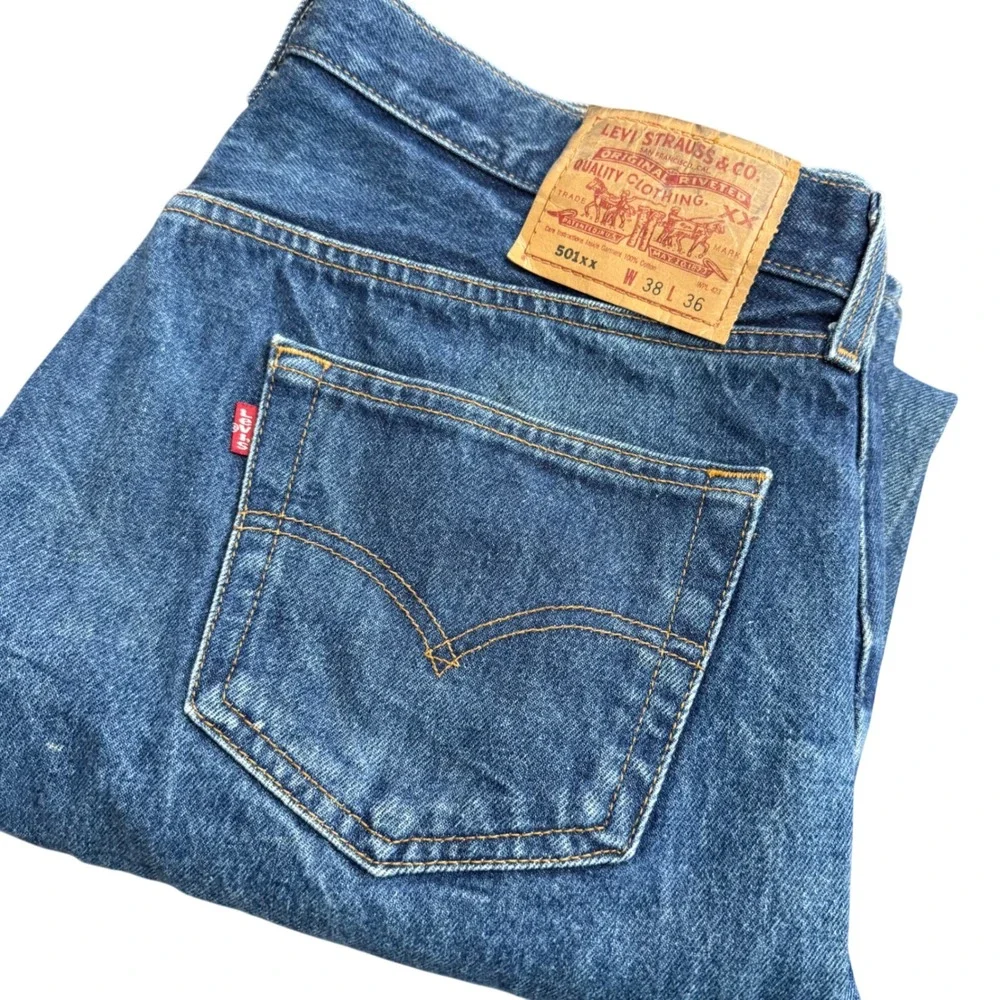 Levi Strauss Co‎ 501XX Mens Blue Button Fly Jeans W38 L36 (36x33) Y2K
